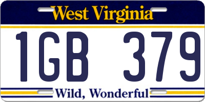 WV license plate 1GB379