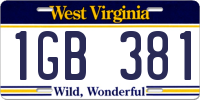 WV license plate 1GB381