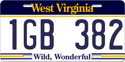 WV license plate 1GB382