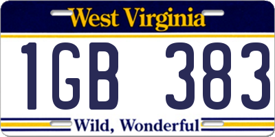 WV license plate 1GB383