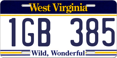 WV license plate 1GB385