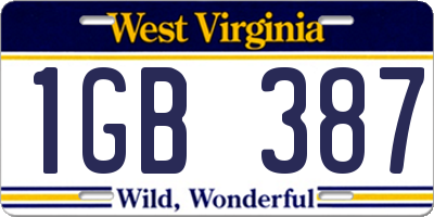 WV license plate 1GB387