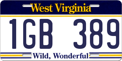 WV license plate 1GB389