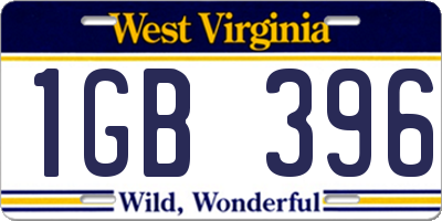 WV license plate 1GB396