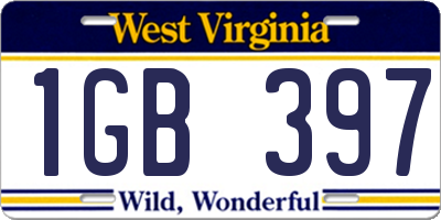 WV license plate 1GB397