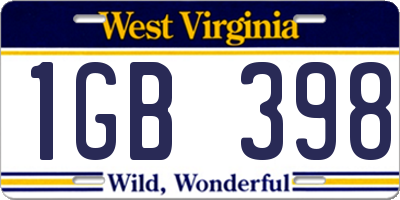 WV license plate 1GB398