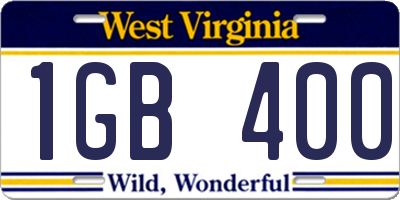 WV license plate 1GB400