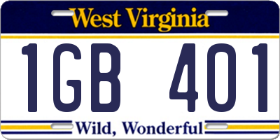 WV license plate 1GB401
