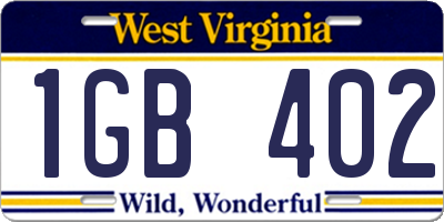 WV license plate 1GB402