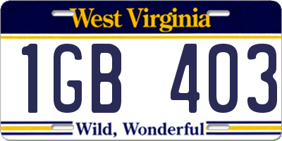WV license plate 1GB403