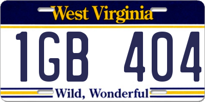 WV license plate 1GB404