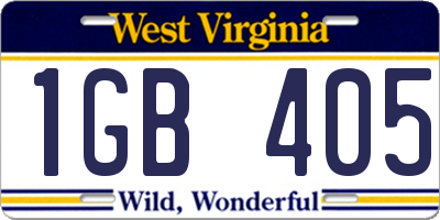 WV license plate 1GB405