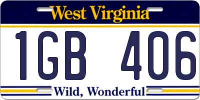 WV license plate 1GB406