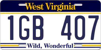 WV license plate 1GB407