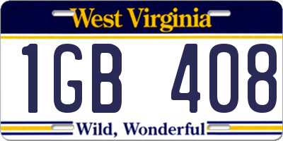 WV license plate 1GB408