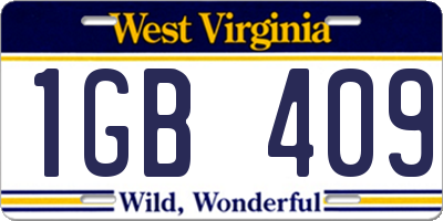 WV license plate 1GB409