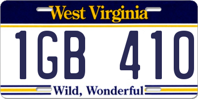 WV license plate 1GB410
