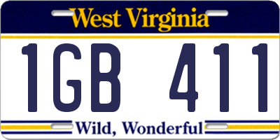 WV license plate 1GB411