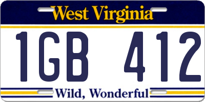 WV license plate 1GB412