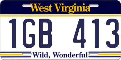 WV license plate 1GB413