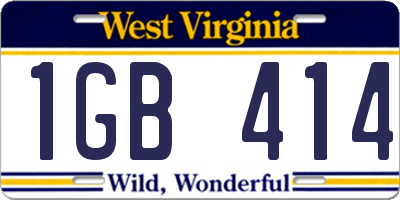 WV license plate 1GB414