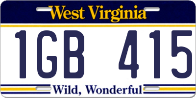 WV license plate 1GB415