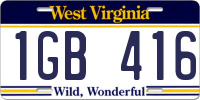 WV license plate 1GB416