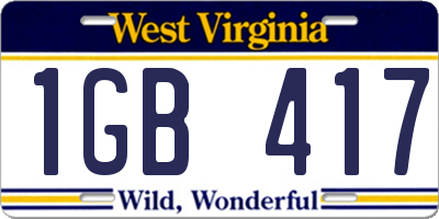 WV license plate 1GB417
