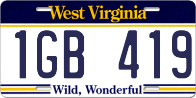 WV license plate 1GB419
