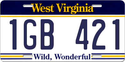 WV license plate 1GB421