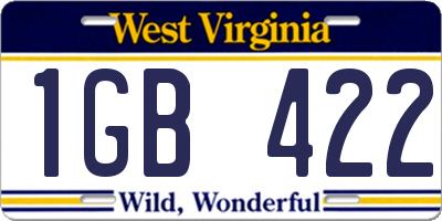 WV license plate 1GB422
