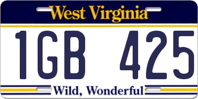 WV license plate 1GB425