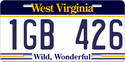 WV license plate 1GB426
