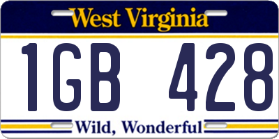 WV license plate 1GB428