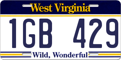 WV license plate 1GB429