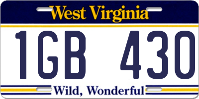 WV license plate 1GB430