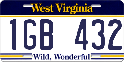 WV license plate 1GB432
