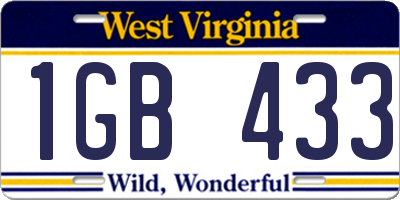 WV license plate 1GB433