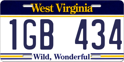 WV license plate 1GB434