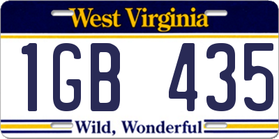 WV license plate 1GB435