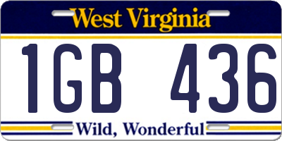 WV license plate 1GB436