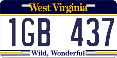 WV license plate 1GB437