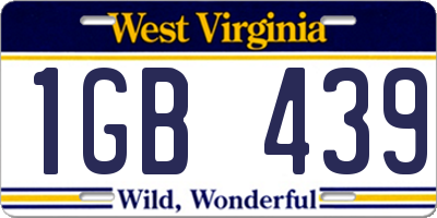 WV license plate 1GB439