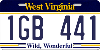WV license plate 1GB441