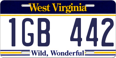 WV license plate 1GB442