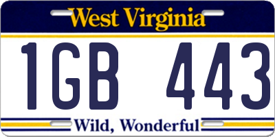 WV license plate 1GB443