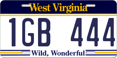 WV license plate 1GB444
