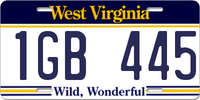 WV license plate 1GB445