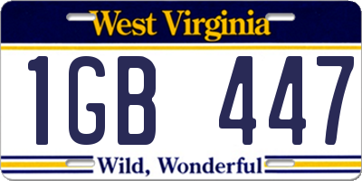 WV license plate 1GB447