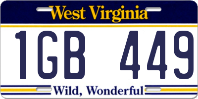 WV license plate 1GB449